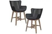 Stud Set of 2 Rope Outdoor Dining High Bar Chair Barstool with Timber Wood Frame