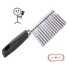 1pc Steel Potato Chip Wavy Cutter Dough Vegetable Fruit Crinkle Knife Chopper