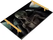 WOIWB Bathroom Tray for Countertop Decorative Acrylic Vanity Tray Makeup Perfume Organizer Serving Tray 7.87 x 11.81 inches, Alien in Car Print