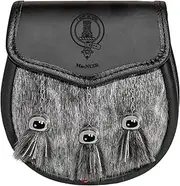 [I LUV LTD] MacNuir Semi Dress Sporran Fur Plain Leather Flap Scottish Clan Crest