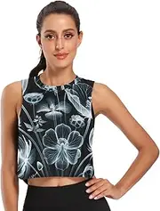 [ODAWA] America Flag Womens Sleeveless Crop Tops Athletic Running Tank Tops