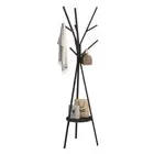 Metal Coat Rack Free Standing Black with 9 Hooks for Clothes Hats and Scarves AU