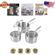 Complete Saucepan Set (1.5-2.5-3.0 QT) with Detachable Handle - Dishwasher Safe