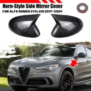 For Alfa Romeo Stelvio 2017-2024 Carbon Style Door Wing Side Mirror Covers Caps (for: Alfa Romeo)