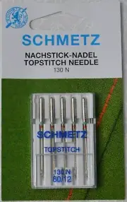 Schmetz Machine Needle TOPSTITCH Size 80/12, Pack of 5 Needles