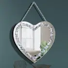 Elegant Diamond Heart Shaped Frameless Mirror with Silver Chain - 12x12 Inch