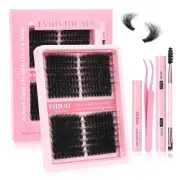 Lashes Clusters Kit Fluffy DIY Eyelash Extensions Cat-Eye Look Black
