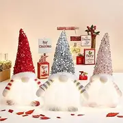 ALINUOYQ 3PACK Christmas Gnomes Plush with Light, Cute Sequin Christmas Gnomes Plush Decorations, Light Up Swedish Gnome Figurine Navidad Elf Decorations Gifts, Xmas Tiered Tray Decor