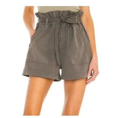 Splendid Collection Womens XS Belted Paperbag Shorts Cotton Blend Stretch Gray