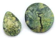 67.52 Carat TWO Green Spiderweb Turquoise Cab Cabochon Gem Gemstone B23A131