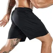 [MIER] Men's Quick-Dry Athletic/Soccer/Basketball Shorts Without Pockets No Liner Running Workout Training Active Shorts