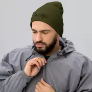 Scorpio Star Sign - Cuffed Beanie - Cozy Knit Hat | Zodiac Design | Olive Green