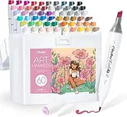 Ohuhu Alcohol Marker, 60 + 1 Colours Mini Brush & Slim Wide Double Tips Alcohol Marker for Artists Adults Colouring, Drawing and Illustration - Refillable Ink - Kaala B Series