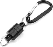 YUENTOEN Magnetic Net Release Holder, Quick Release Keychain, Double Keychain Hook for Fly Fishing (Black)
