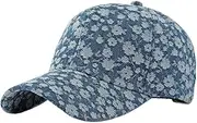 [Generic] Women Fashion Jacquard Denim Baseball Cap Classic Adjustable Trucker Hat Casual Running Caps Travel Outdoor Beach Hat