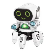 Catzon Smart Six-jaw Robot for Kids Space Dancing with Music Light Projection-White