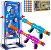[Goldprice] Shooting Game Toy for Age 6, 7, 8, 9, 10+ Years Old Boys and Girls, Popper Air Toy Guns with Moving Shooting Target & 24 Foam Balls, Outdoor Garden Toys Gifts - Compatible with Nerf Toy Guns