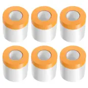 6 Rolls Pre-Taped Masking Film 15.7"x65.6ft Tape and Drape Plastic Drop Cloth