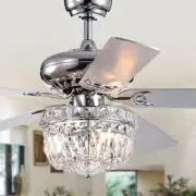 Galileo 52-Inch 5-Blade Chrome Lighted Ceiling Fans Crystal Bowl Shade Remote