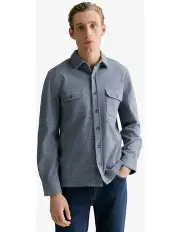 [Trenery] Puppytooth Jacquard Overshirt in Navy
