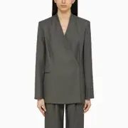 [Loulou Studio] Sandyato single-breasted grey viscose blazer M Grey