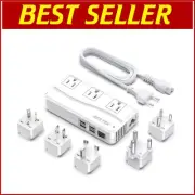 Travel Voltage Converter with EU/UK/AU Adapters – Charges 7 Devices at Once