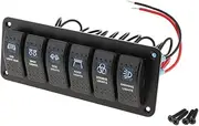 NITAGO 6 Gang Rocker Resetting Switch Panel 12/24V Circuit Breaker Car Marine Boat