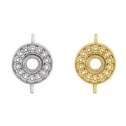 14K Gold 2.7mm Round Bezel-Set Halo Link Setting Charm Connector Drop Dangle New