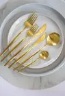 Stainless Steel Cutlery Set Black Rose Gold Knife Fork Spoon - Entree & Main
