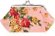 [Oyachic] Printed Coin Purse Vintage Pouch Buckle Clutch Bag Kiss-lock Change Purse Floral Clasp Closure Wallets For Women Girl