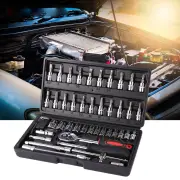 46Pcs Socket Wrench Set Combo Tool Auto Repair Screwdriver Combination 1/4 Inch Ratchet Wrench Set with Metric Drill Bit