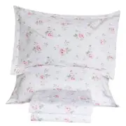 100% Cotton Sheets for Size Bed-Shabby Vintage Chic Rose Flower King Pattern G
