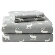 Eddie Bauer Twin Grey Cotton Flannel Sheet Set Cozy Bedding Gift Set