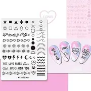RUNRAYAY Nail Stamp Plate Fashion Flower Love Heart Geometric Multi-Pattern Nails Stencil Print Image Nail Art Decoration Tool