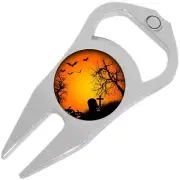 Halloween Scene Gravestone Golf Ball Marker Divot Repair Tool Bottle Opener