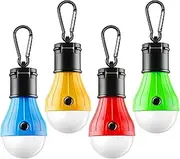 Compact Tent Light with Clip Hooks, Portable LED Hanging Tent Lights with 3 Lighting Modes, Dimmable Camping Lantern Bulbs for Emergency Backpacking Hiking Outdoor and Indoor, Batteries Not Included