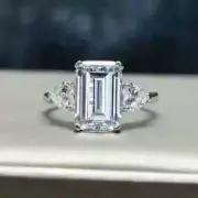 2Ct Emerald Cut Lab Created Diamond Women's Wedding Ring 14K White Gold Plated
