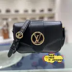 LV PONT 9 黑色 滑面牛皮金 LOGO 馬鞍下蓋 磁扣 斜背包 M55948二手