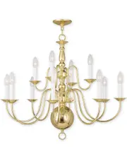 Livex Williamsburgh 12-Light Polished Brass Chandelier