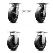 8 Inch Polyolefin Caster Set with Ball Bearing 2 Swivel Lock and 2 Rigid SCC