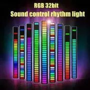 32 Bit Music Levels Indicator Light Aluminum Bar Voice Control Audio Spectrum RG