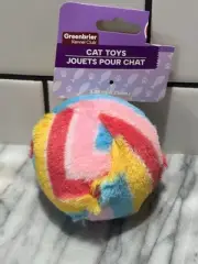 GKC Plush Furry Mouse Cat Toy Multicolor Ball 4.5 In Interactive Classic