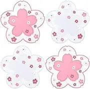 Kawaii Sakura Cup Coaster, Decor Cup Placemat, Cute Kitchen Pot Bowl Pad Placemat, Cherry Blossom Coaster, Table Cup Mat, Flower Pattern Mug Pink Coasters Set Of 4 for Drinks, Coffee, Tea (4.5in)