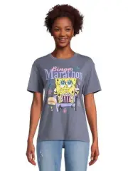 SpongeBob SquarePants Juniors’ Graphic Boyfriend Tee, Size 2X