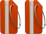 Luggage Tags,2Pack Aluminum Luggage Tags for Baggage Handbag-Luggage Tag Holders for Travel Luggage Baggage Identifier by Merimang (Orange 2Pack)