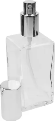Fantasia Perfume Bottle Empty 100 Ml with Atomiser Pump, Square Clear Glass B...