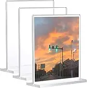 ZXUY Acrylic Sign Holder,Clear Table Menu Holder Double-Sided Flyer Holder Plastic Clear Picture Paper Frames for Office Business Store Hotels Party Restaurants (Clear 3Pcs, 8.5X11)