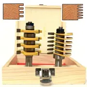 2pc 1/2"Shank Adjustable Box-1/4cutter & Finger Joint Router Bit Set S