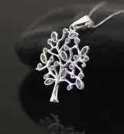 Sterling Silver Tree of Life with Cz Pendant, Sterling Silver Yggdrasil Tree