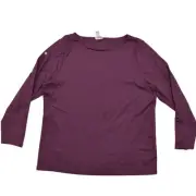 Chico's Women's Size 3 Purple Rayon Blouse Crew Neck 3/4 Sleeve Solid NWT